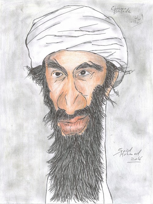 Caricature of the old Leader of Al Qaida
Usama ibn Mohammed ibn Awad ibn Ladin, often anglicized as Osama bin Laden (born on March 10, 1957 – Dead May 2, 2011) was the founder of al-Qaeda, the organization that was responsible for the September 11 attacks on the United States, along with numerous other mass-casualty attacks worldwide. He was a Saudi Arabian, a member of the wealthy bin Laden family, and an ethnic Yemeni Kindite.
Bin Laden was born to the family of billionaire Mohammed bin Awad bin Laden in Saudi Arabia. He studied at university in the country until 1979, when he joined Mujahideen forces in Pakistan fighting against the Soviet Union in Afghanistan. He helped to fund the Mujahideen by funneling arms, money and fighters from the Arab world into Afghanistan, and gained popularity among many Arabs. In 1988, he formed al-Qaeda. He was banished from Saudi Arabia in 1992, and shifted his base to Sudan, until U.S. pressure forced him to leave Sudan in 1996. After establishing a new base in Afghanistan, he declared a war against the United States, initiating a series of bombings and related attacks. Bin Laden was on the American Federal Bureau of Investigation's (FBI) lists of Ten Most Wanted Fugitives and Most Wanted Terrorists for his involvement in the 1998 U.S. embassy bombings.
From 2001 to 2011, bin Laden was a major target of the United States, as the FBI placed a $25 million bounty on him in their search for him. On May 2, 2011, bin Laden was shot and killed inside a private residential compound in Abbottabad, where he lived with a local family from Waziristan, during a covert operation conducted by members of the United States Naval Special Warfare Development Group and Central Intelligence Agency SAD/SOG operators on the orders of U.S. President Barack Obama.