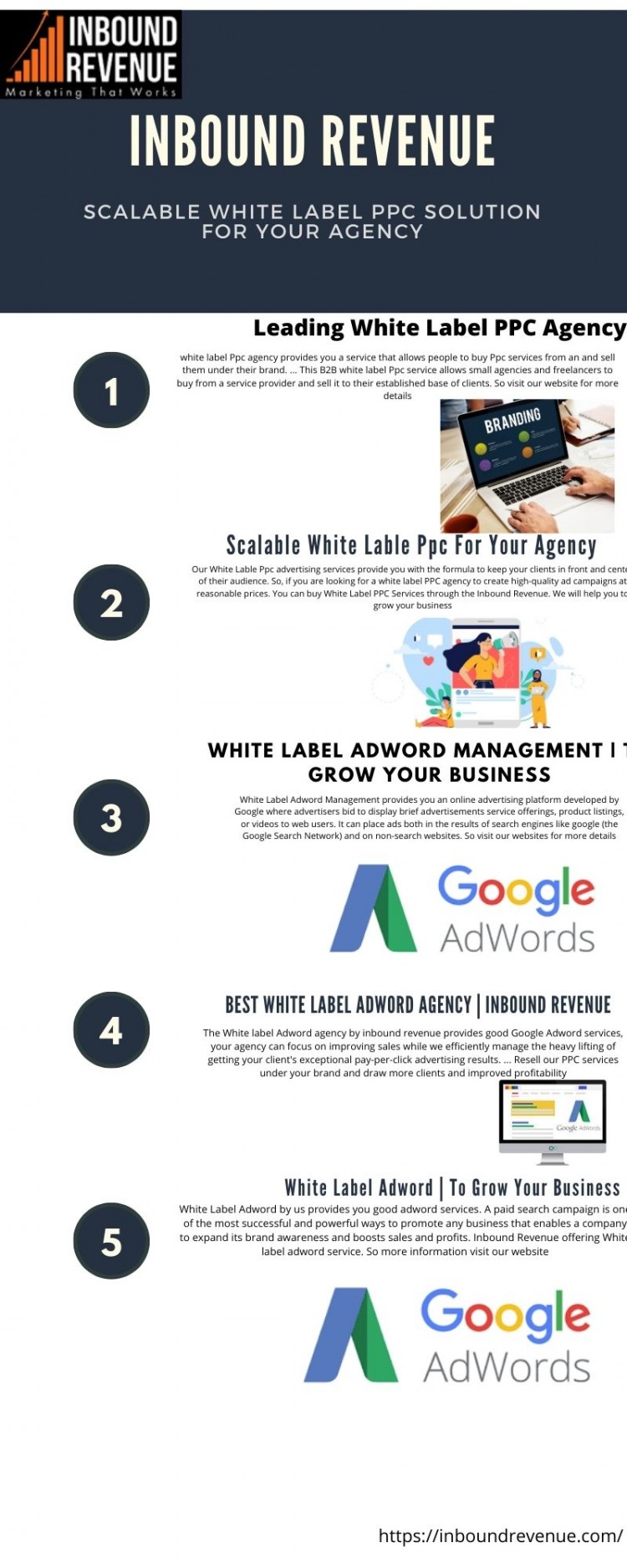 white label Ppc agency provides you a service that allows people to buy Ppc services from an and sell them under their brand. ... This B2B  white label Ppc service allows small agencies and freelancers to buy from a service provider and sell it to their established base of clients. So visit our website for more details
https://inboundrevenue.com/