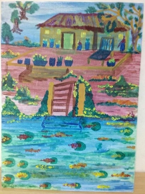 " QUITE EVENING at COUNTRY HOME "
Acrylic work on F3 canvas.
$150 ( NEGOTIABLE)