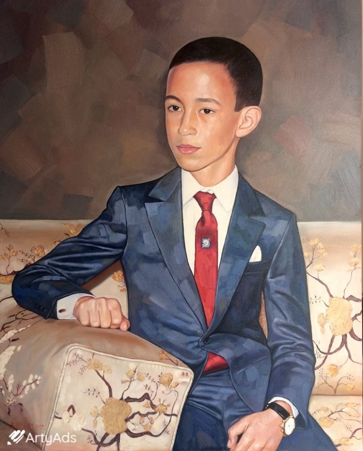 [Huile sur toile / Taille: 90cm x 70cm]
Moulay El Hassan ou Moulay El Hassan ben Mohammed, né le 8 mai 2003 à Rabat, est un prince, membre de la famille royale marocaine : Fils aîné du roi Alaouite Mohammed VI, souverain du Maroc depuis 1999, et de la princesse Lalla Salma.