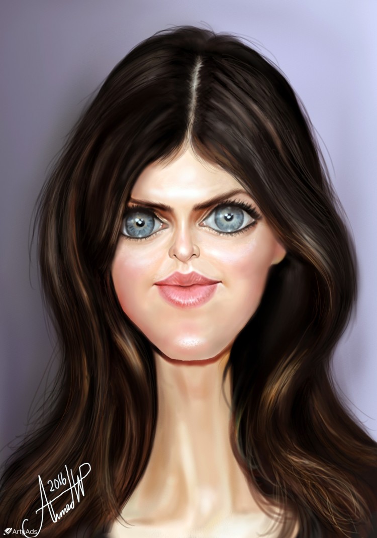 My caricature for the American actress Alexandra Daddario.