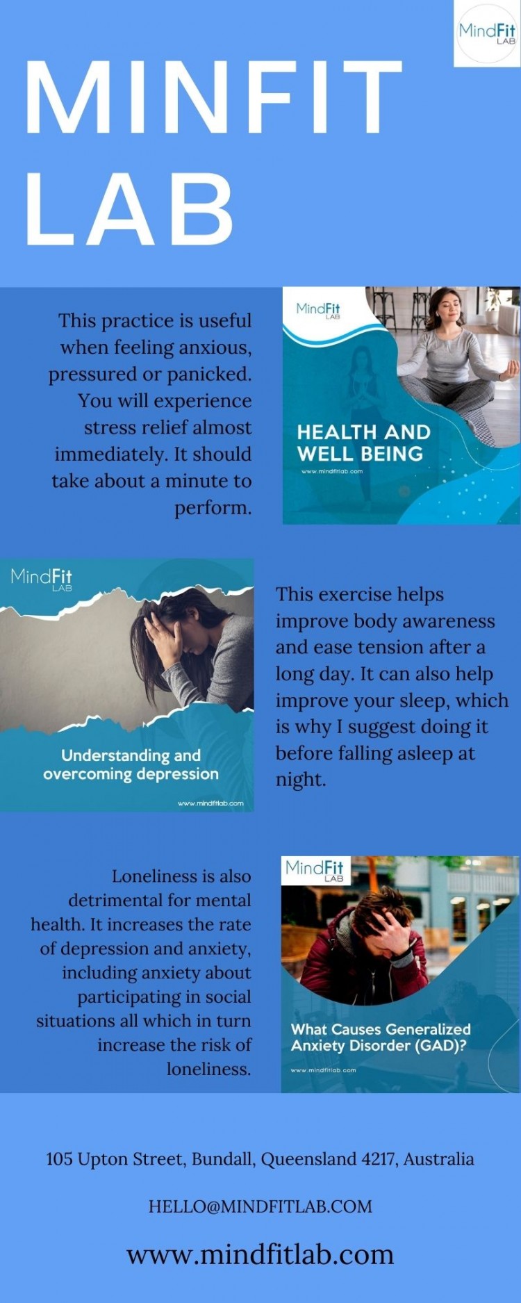 Improve your body and mental health with the mental wellbeing courses. Enhance the lifestyle and best results for the people coping with different issues such as low mood, stress, sleeplessness, and many more.
https://mindfitlab.com/